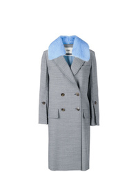 Женское голубое пальто в клетку от Fendi