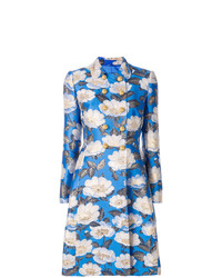 Женское голубое пальто с цветочным принтом от Dolce & Gabbana
