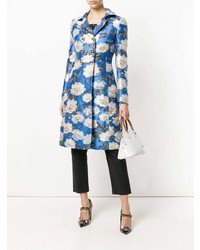 Женское голубое пальто с цветочным принтом от Dolce & Gabbana