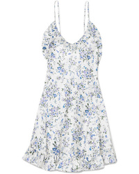 Голубое платье-комбинация с цветочным принтом