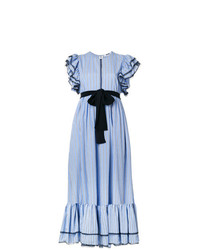 Голубое платье-макси со складками от MSGM