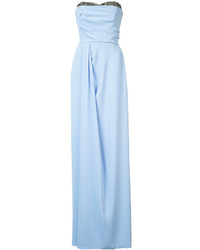 Голубое платье-макси от Marchesa
