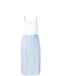 Голубое платье-миди в вертикальную полоску от Victoria Victoria Beckham