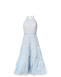 Голубое платье-миди из фатина от Marchesa Notte