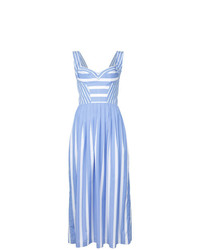 Голубое платье с пышной юбкой в вертикальную полоску от Ermanno Scervino