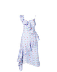 Голубое платье с пышной юбкой с цветочным принтом от Teija