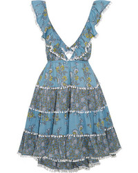 Голубое платье с цветочным принтом от Zimmermann