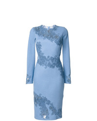 Голубое платье-футляр с цветочным принтом от Ermanno Scervino