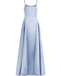 Голубое сатиновое вечернее платье