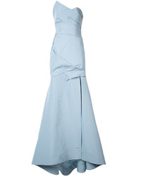 Голубое шелковое вечернее платье от Monique Lhuillier