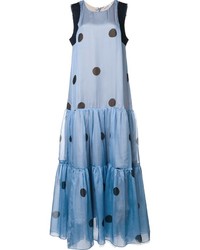 Голубое шелковое платье в горошек от Natasha Zinko