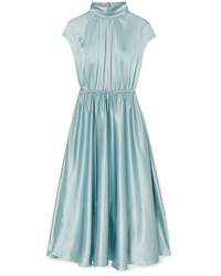 Голубое шелковое платье-миди от Adam Lippes