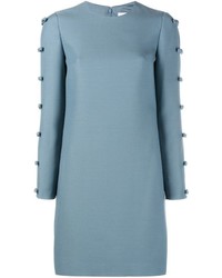 Голубое шелковое платье с украшением от Valentino