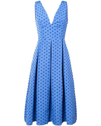 Голубое шелковое платье со складками от Lela Rose