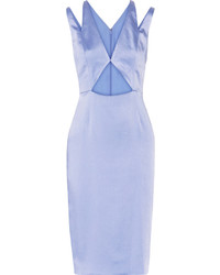 Голубое шелковое платье-футляр с вырезом от Cushnie et Ochs