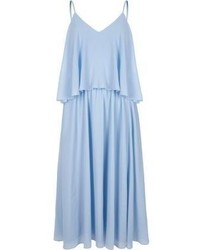 Голубое шифоновое платье-миди