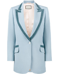 Женский голубой бархатный пиджак от Gucci