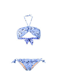 Голубой бикини-топ с принтом от Emmanuela Swimwear