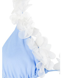 Голубой бикини-топ с цветочным принтом от La Reveche