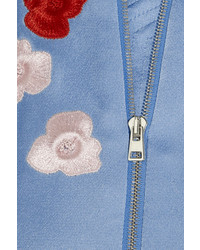 Женский голубой бомбер с цветочным принтом от Jonathan Saunders