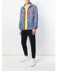 Мужской голубой бомбер с цветочным принтом от Kenzo