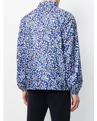 Мужской голубой бомбер с цветочным принтом от Kenzo