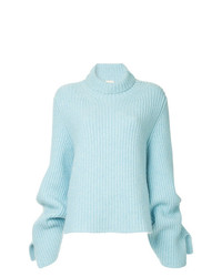 Голубой вязаный свободный свитер от Khaite