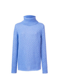 Голубой вязаный свободный свитер от Les Copains