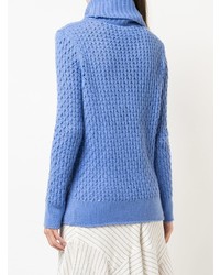 Голубой вязаный свободный свитер от Les Copains