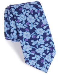 Голубой галстук с цветочным принтом