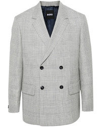 Голубой двубортный пиджак в шотландскую клетку