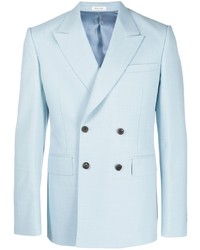 Мужской голубой двубортный пиджак от Alexander McQueen