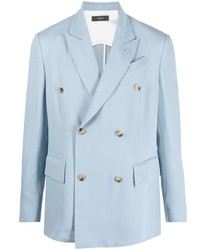 Мужской голубой двубортный пиджак от Amiri