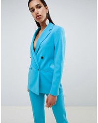 Женский голубой двубортный пиджак от ASOS DESIGN