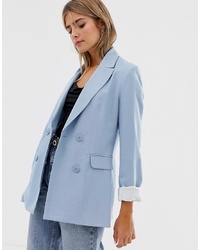 Женский голубой двубортный пиджак от Bershka