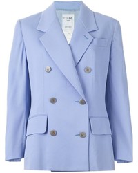 Женский голубой двубортный пиджак от Celine