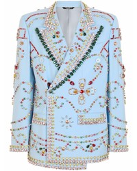 Мужской голубой двубортный пиджак от Dolce & Gabbana