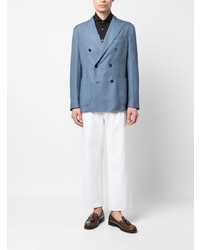 Мужской голубой двубортный пиджак от Boglioli