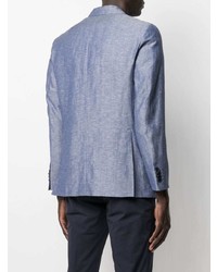 Мужской голубой двубортный пиджак от Caruso