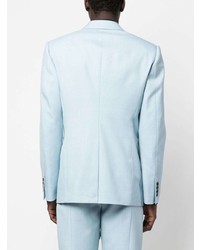 Мужской голубой двубортный пиджак от Alexander McQueen