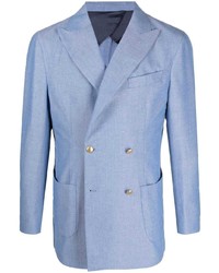 Мужской голубой двубортный пиджак от Fortela