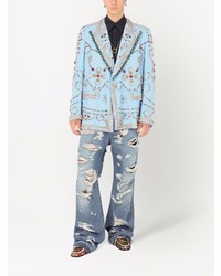 Мужской голубой двубортный пиджак от Dolce & Gabbana
