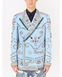 Мужской голубой двубортный пиджак от Dolce & Gabbana
