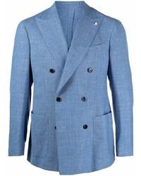Мужской голубой двубортный пиджак от Luigi Bianchi Mantova