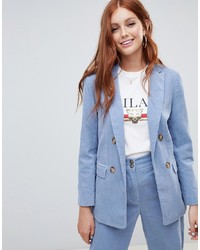 Женский голубой двубортный пиджак от New Look