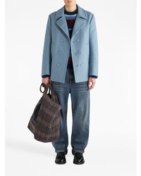 Мужской голубой двубортный пиджак от Etro