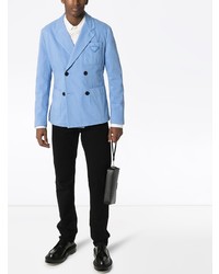 Мужской голубой джинсовый двубортный пиджак от Prada
