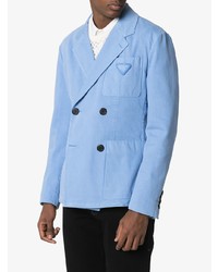 Мужской голубой джинсовый двубортный пиджак от Prada