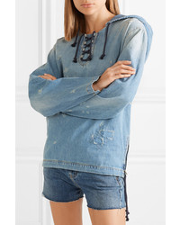 Женский голубой джинсовый худи от Saint Laurent