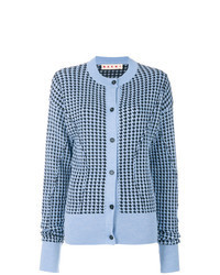 Голубой кардиган с узором "гусиные лапки"